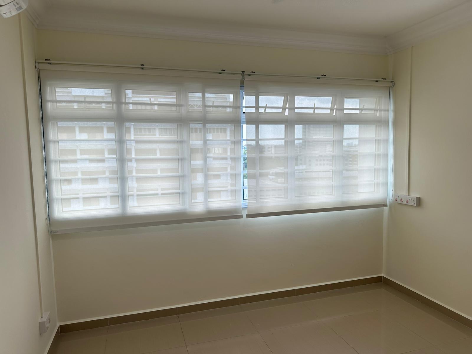 Roller blind in a clean interior